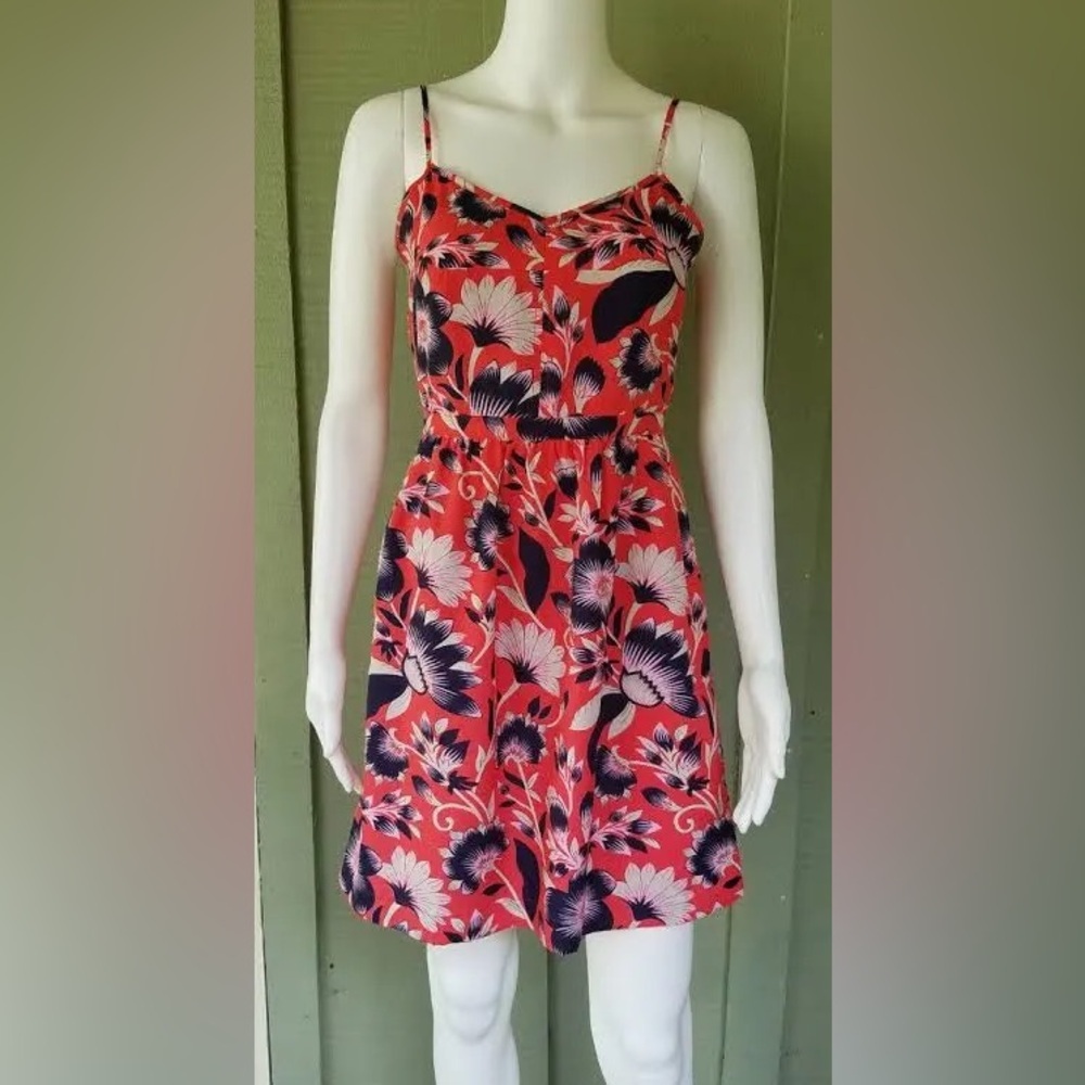 J. Crew Coral Floral Tropical Dress